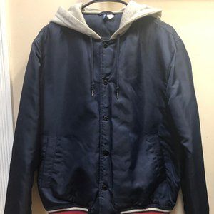 Men's Hooded Navy Varsity Jacket H&M Size Large